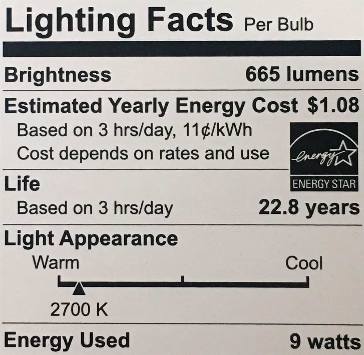 Ecosmart BR30 flood bulb delivers 665 lumens for bright kitchen lighting.