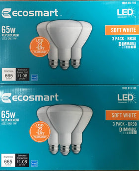 Ecosmart BR30 soft white dimmable bulb creates cozy lighting for living and dining spaces.