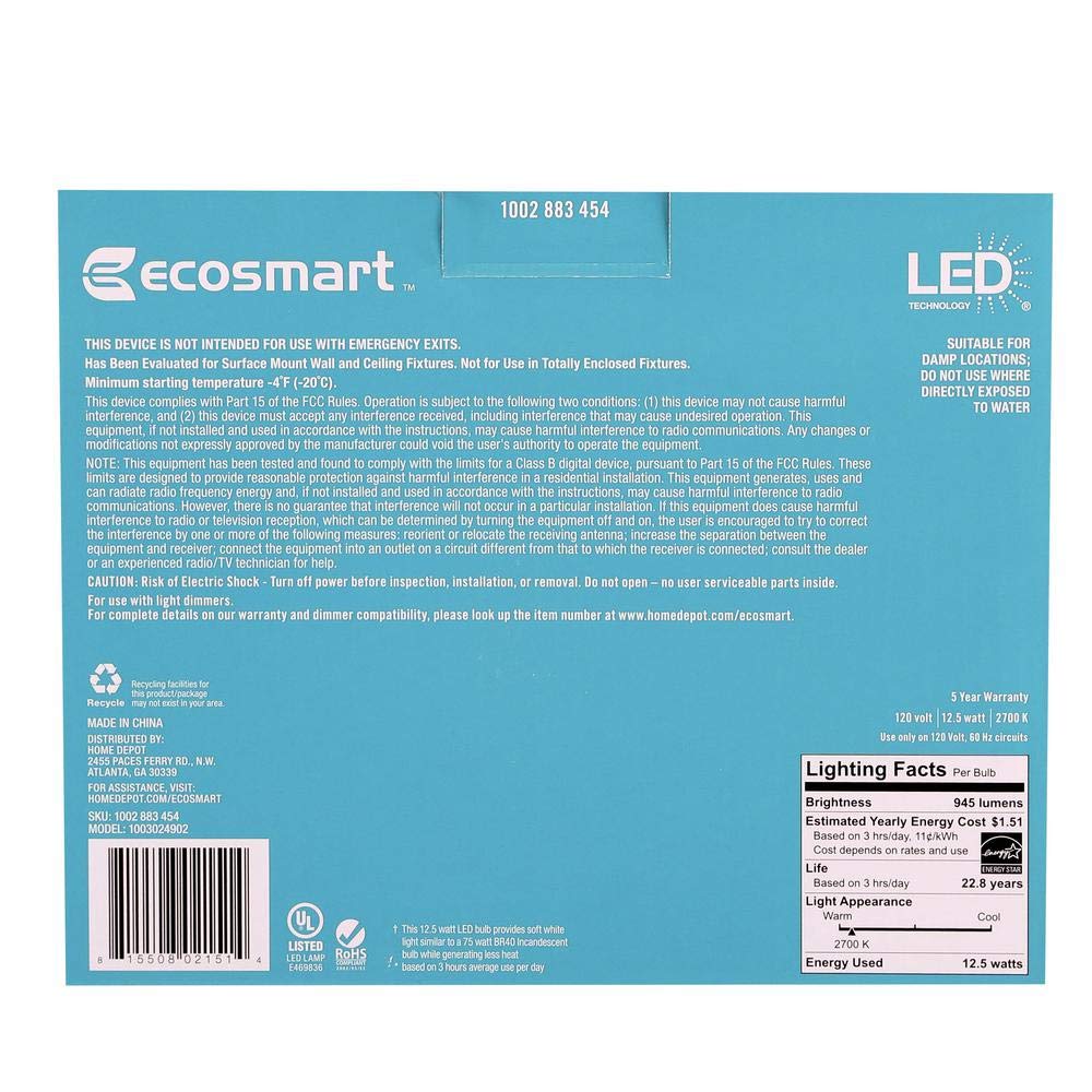 EcoSmart BR40 LED bulb dimmed in use for task lighting