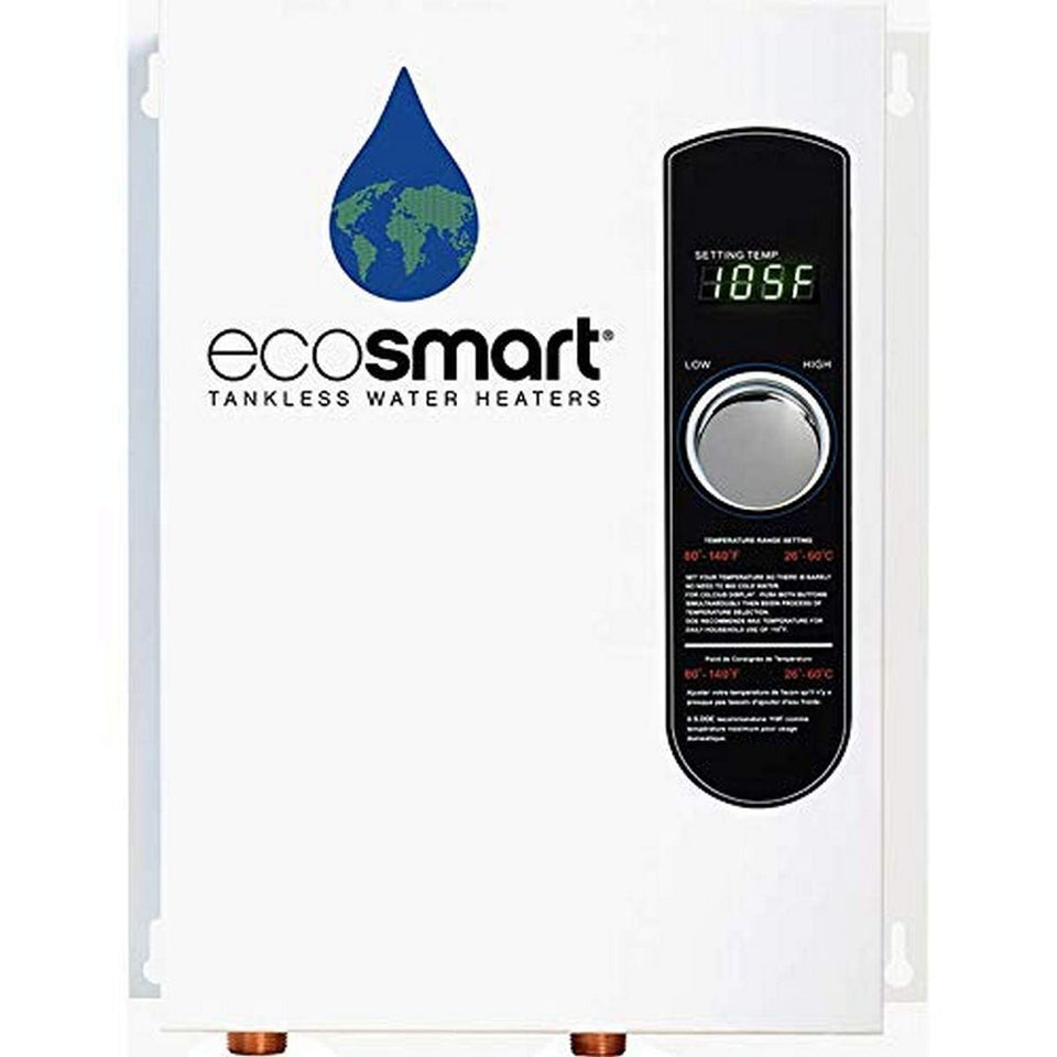 EcoSmart ECO 18 front view, space-saving wall unit ready for installation.