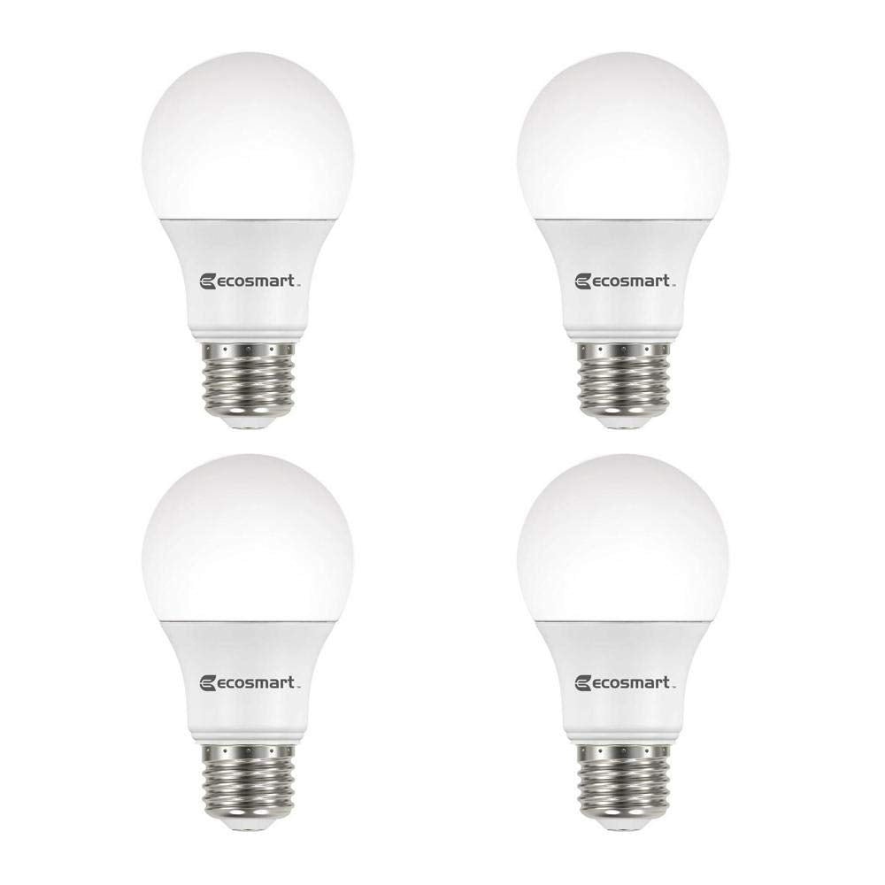 EcoSmart A19 bulb with Energy Star rating and E26 base for easy dimmable lighting.