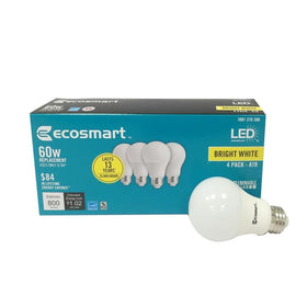 EcoSmart LED bulb 60W equivalent provides warm white light and efficiency.