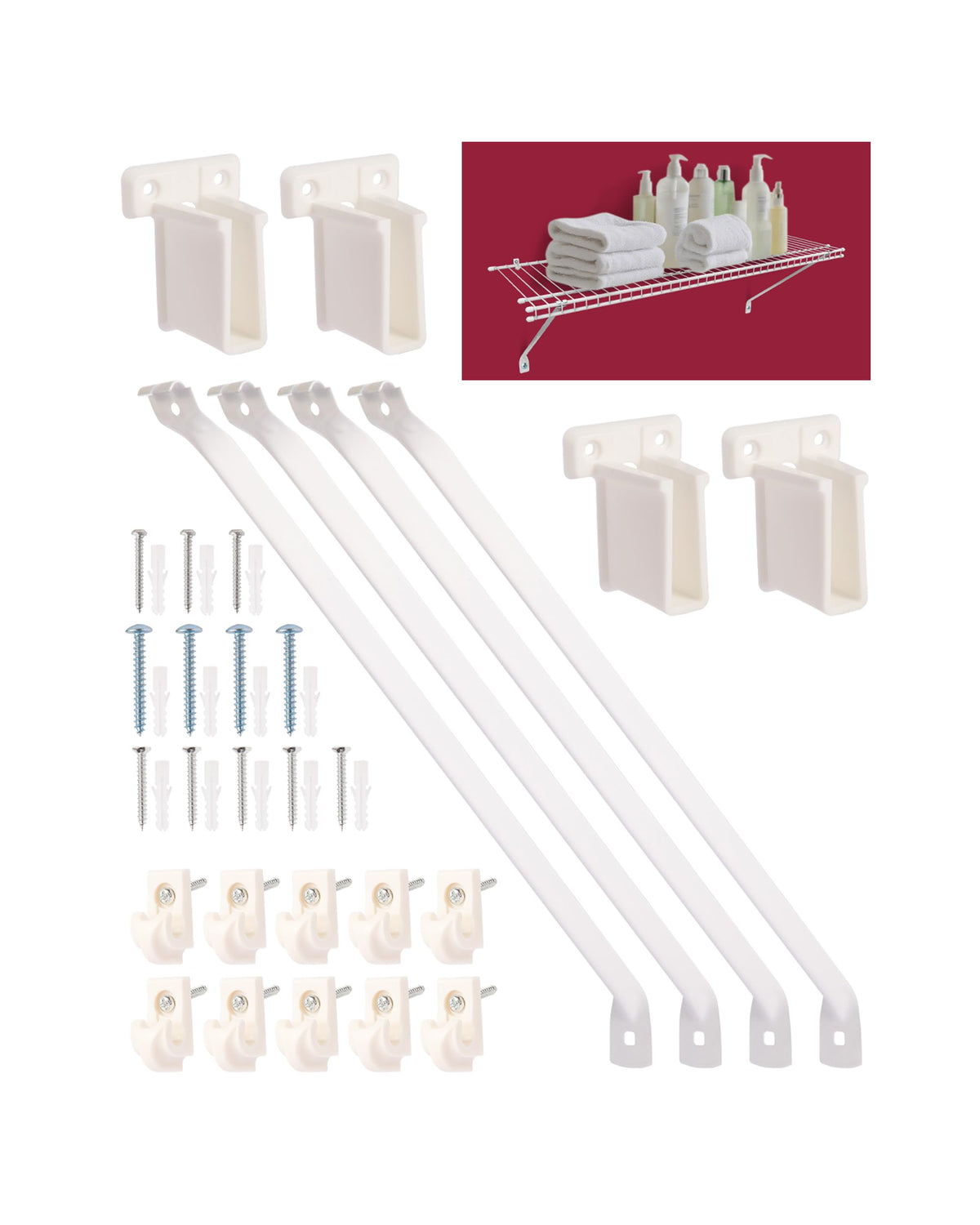 EcoSweep 12-inch wire shelf brackets for pantry and closet shelving.