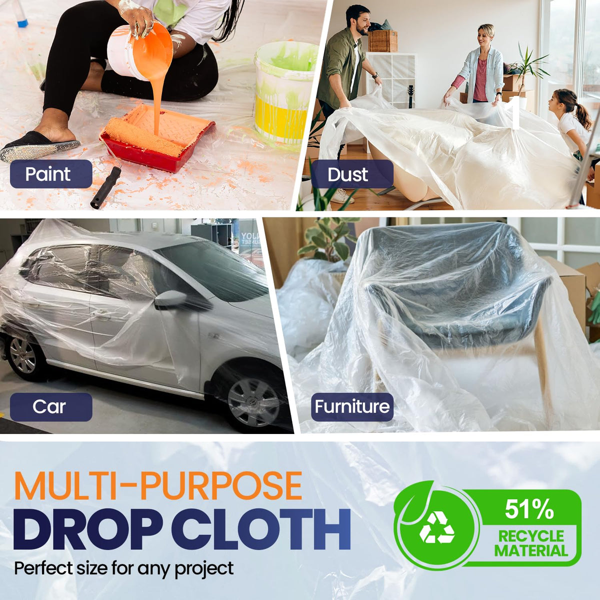 Ecotez paint floor cover protects surfaces from drips and stains.