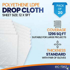 Ecotez plastic drop cloth protects furniture from spills and splatters.