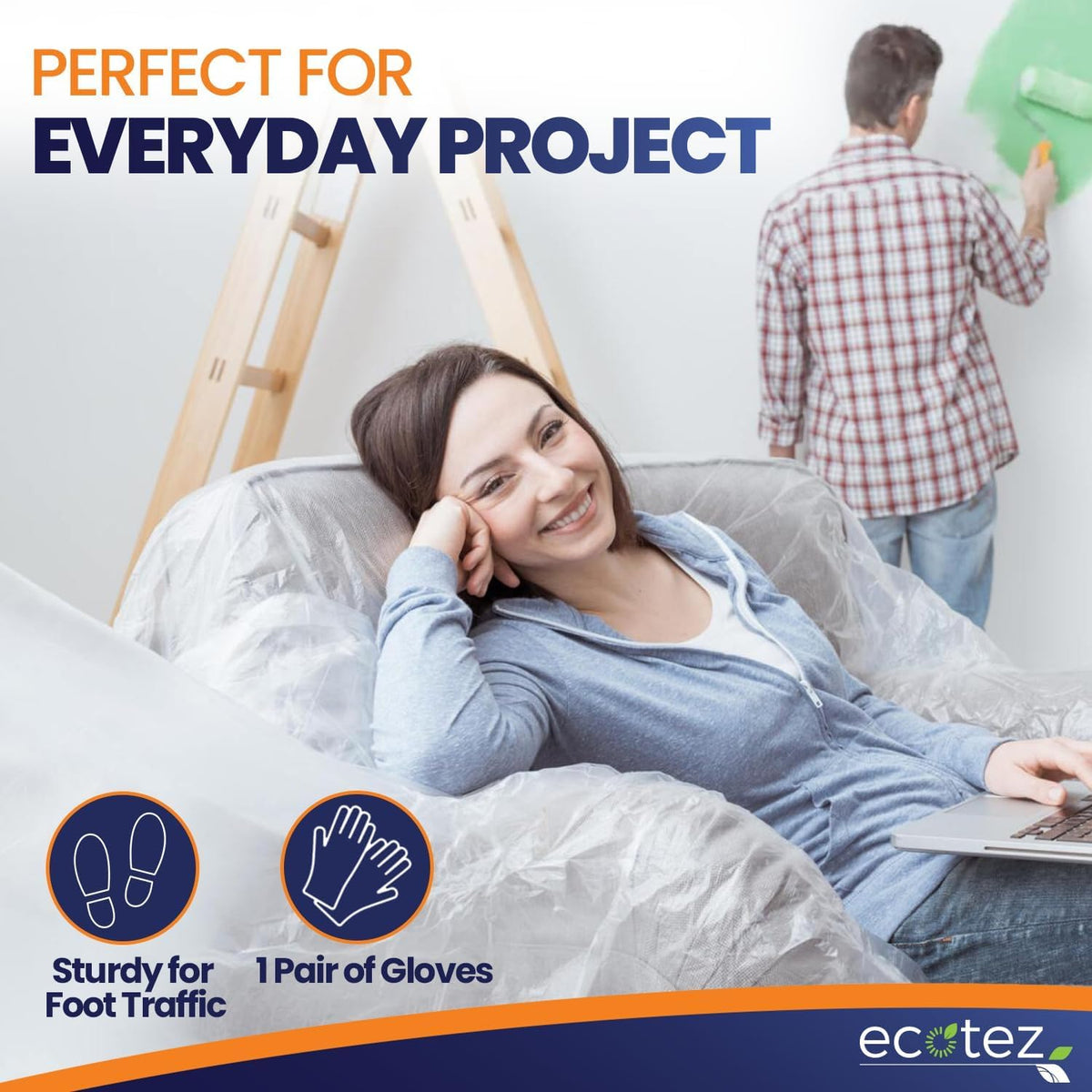 Ecotez recycled LDPE drop cloth offers eco-friendly floor protection.