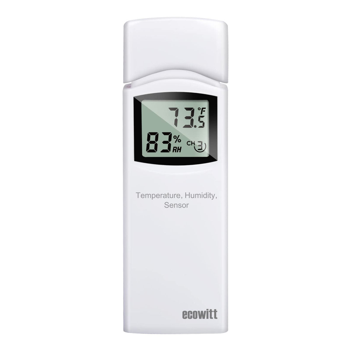 ECOWITT WN31 LCD display shows temperature and humidity clearly for quick readings.