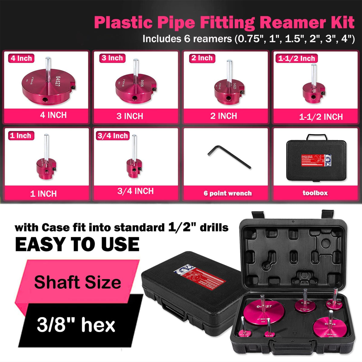 E-cowlboy 6-piece reamer set, 1-inch size, smooth CPVC prep for reuse