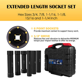 E-cowlboy deep-well socket 7/8in in 6in length for tight spots.