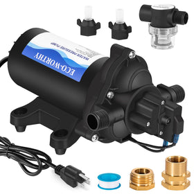 ECOWORTHY 33-Series diaphragm-pump-110v delivers steady RV water pressure.