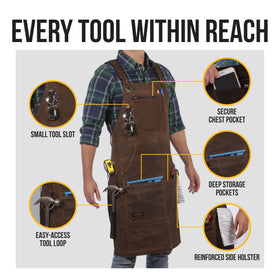 ecoZen Lifestyle 16oz waxed canvas apron deep pockets keep tools within reach