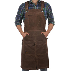 ecoZen Lifestyle 16oz waxed canvas apron front view for heavy-duty tasks