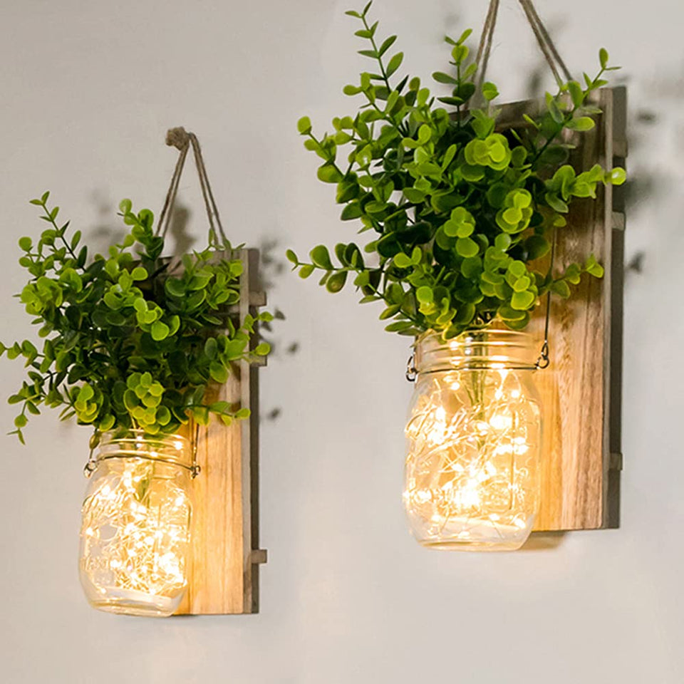 ECTY rustic mason jar sconce with glass bottle for warm ambiance.