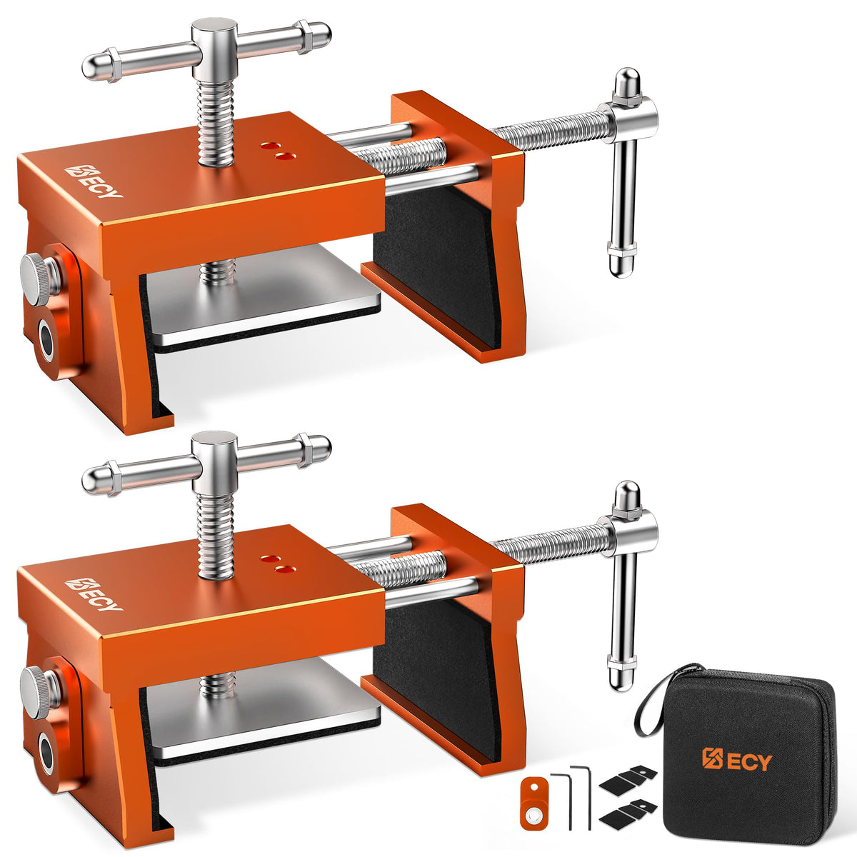 ECY cabinet clamps 2-pack front view shows precise face-frame alignment during installation