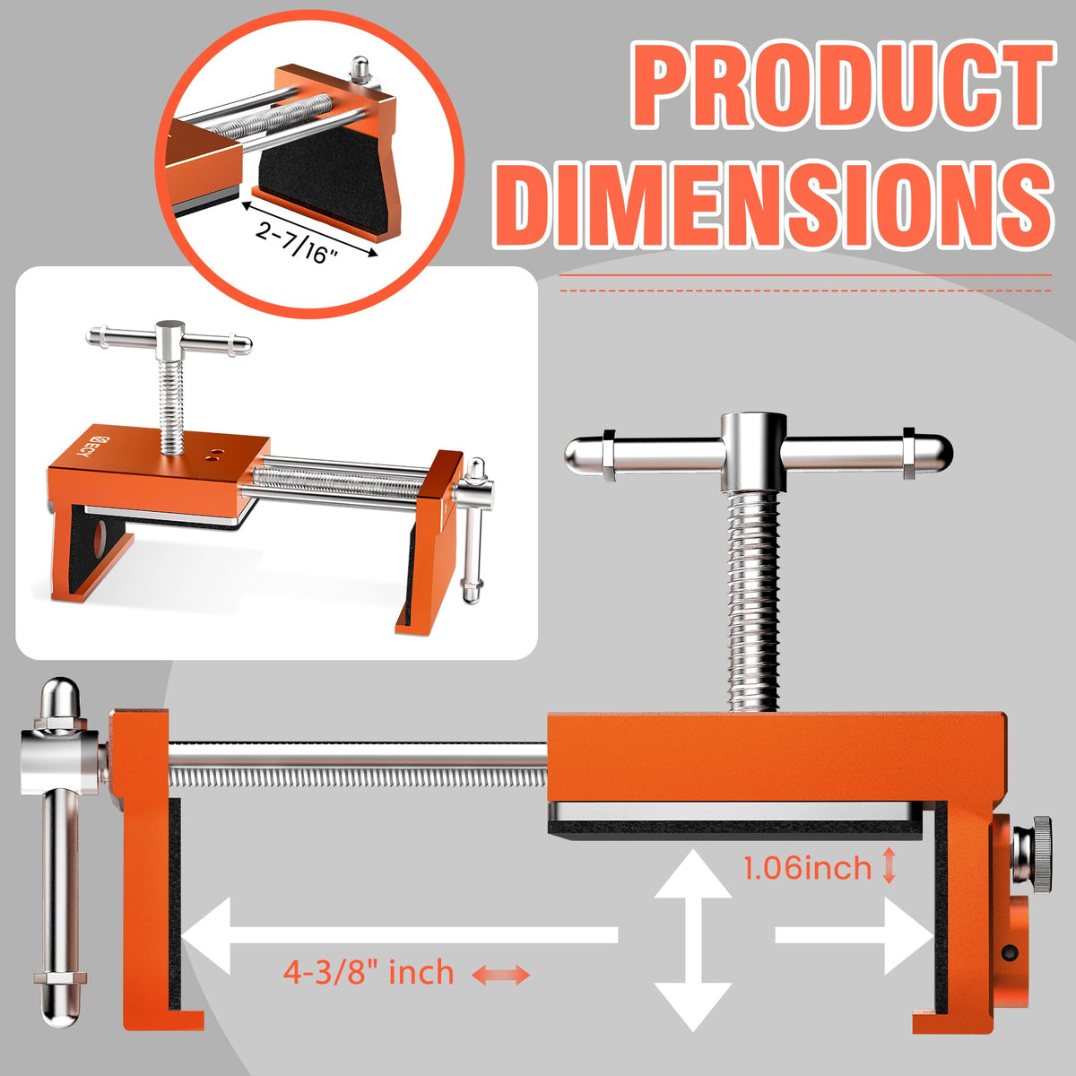 ECY cabinet clamps 2-pack side profile highlights durable aluminum construction for cabinet projects