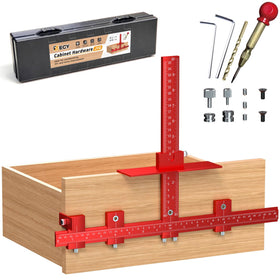 ECY cabinet hardware jig front view for precise handle alignment.