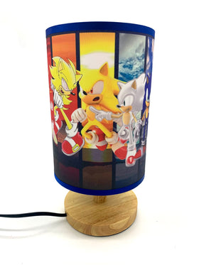 EDecor table lamp on wooden base, ideal for nightstands.