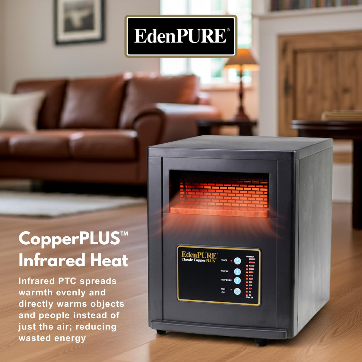 EdenPURE Classic CopperPLUS control panel with digital display for precise temperature control