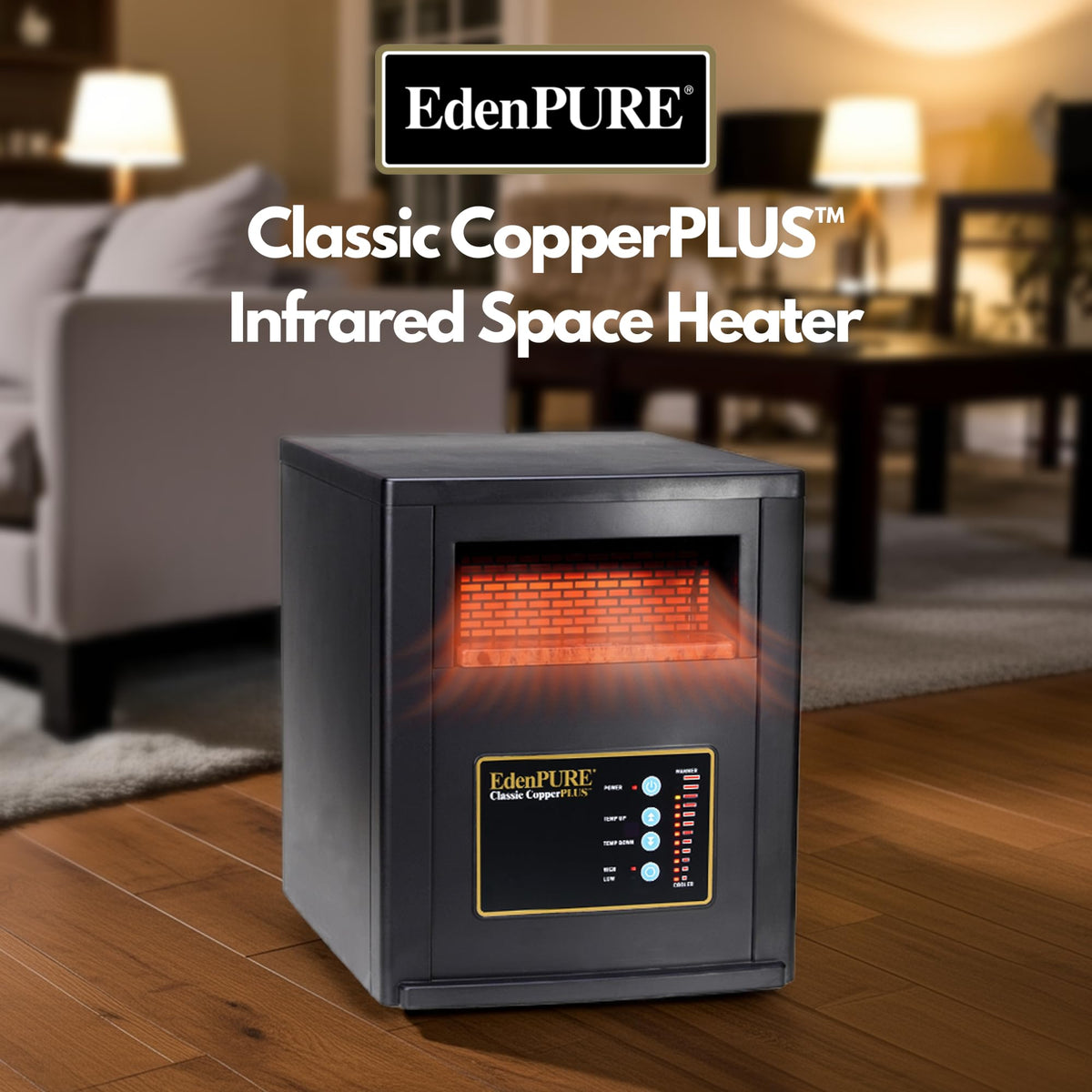 EdenPURE Classic CopperPLUS remote control allows adjustment from across the room