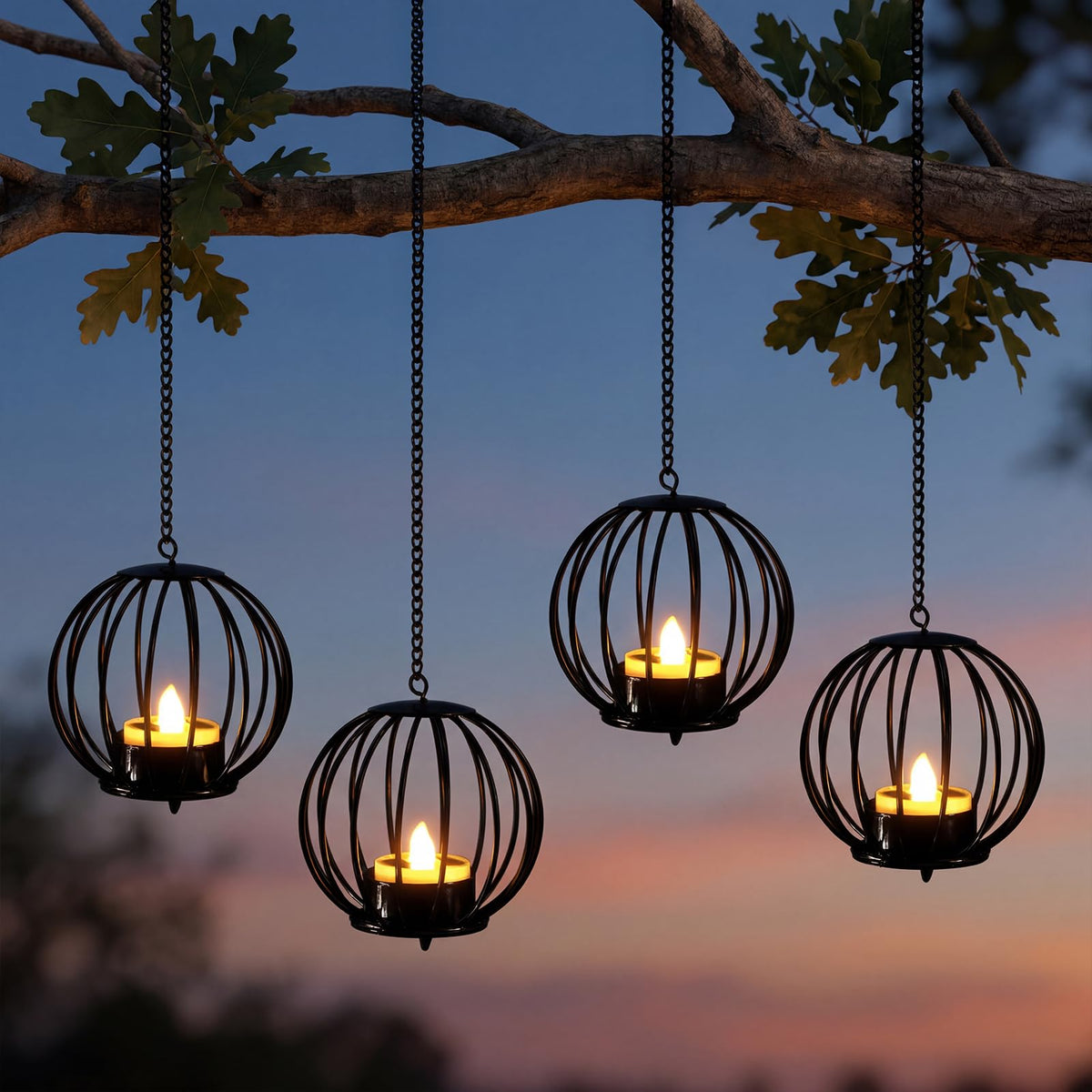 Edenseelake solar hanging lantern sphere 3.3-inch adds warm backyard ambience.