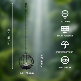 Edenseelake solar lantern with 12-inch chain demonstrates easy tree or porch hanging.