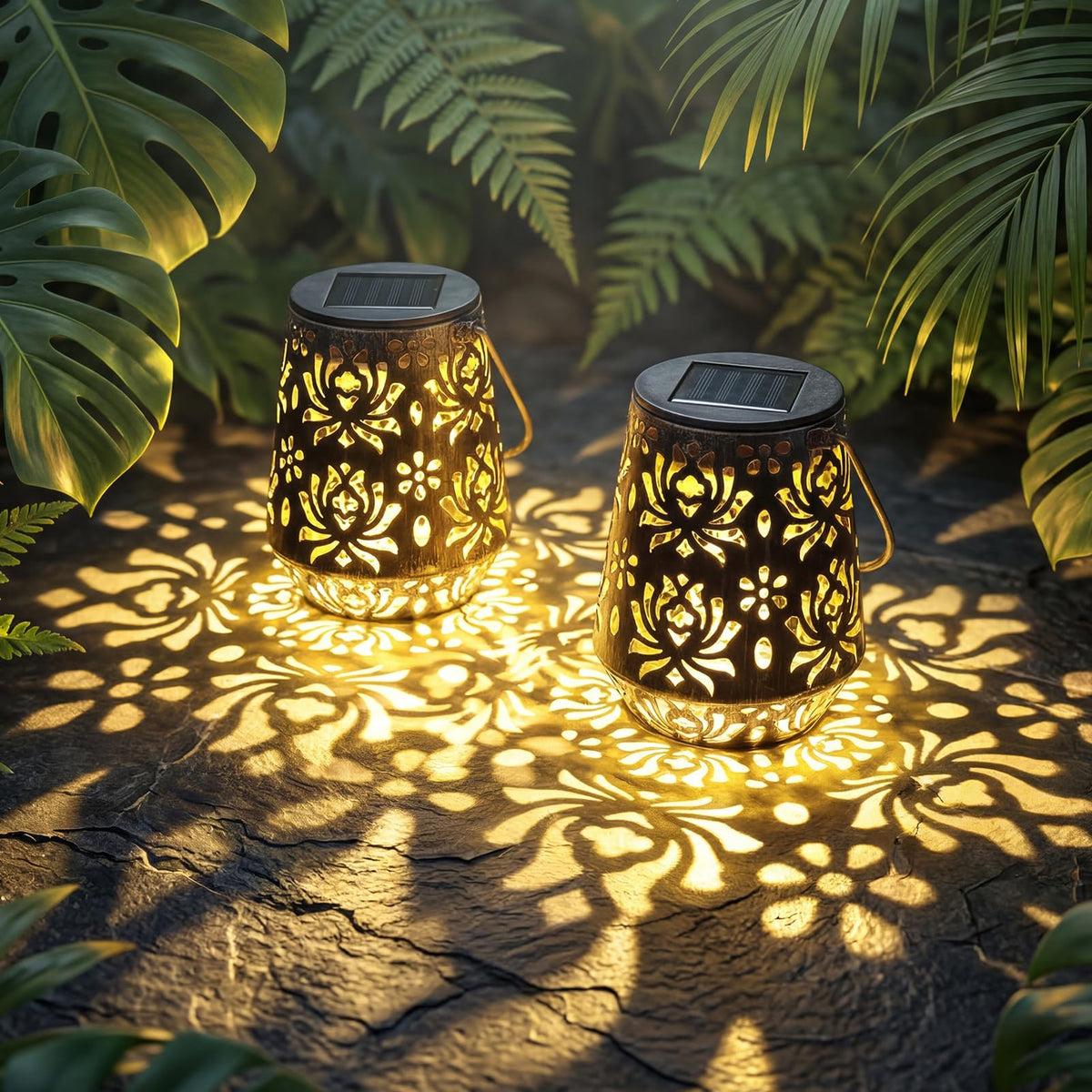 Edenseelake bronze solar lantern closeup cutouts for warm evenings