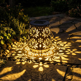 Edenseelake two-pack bronze lanterns in a decorative outdoor setup