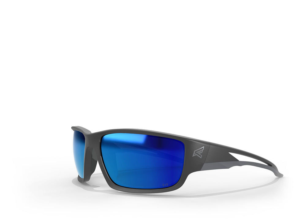 EDGE Kazbek polarized blue mirror lens reduces glare in bright outdoor work