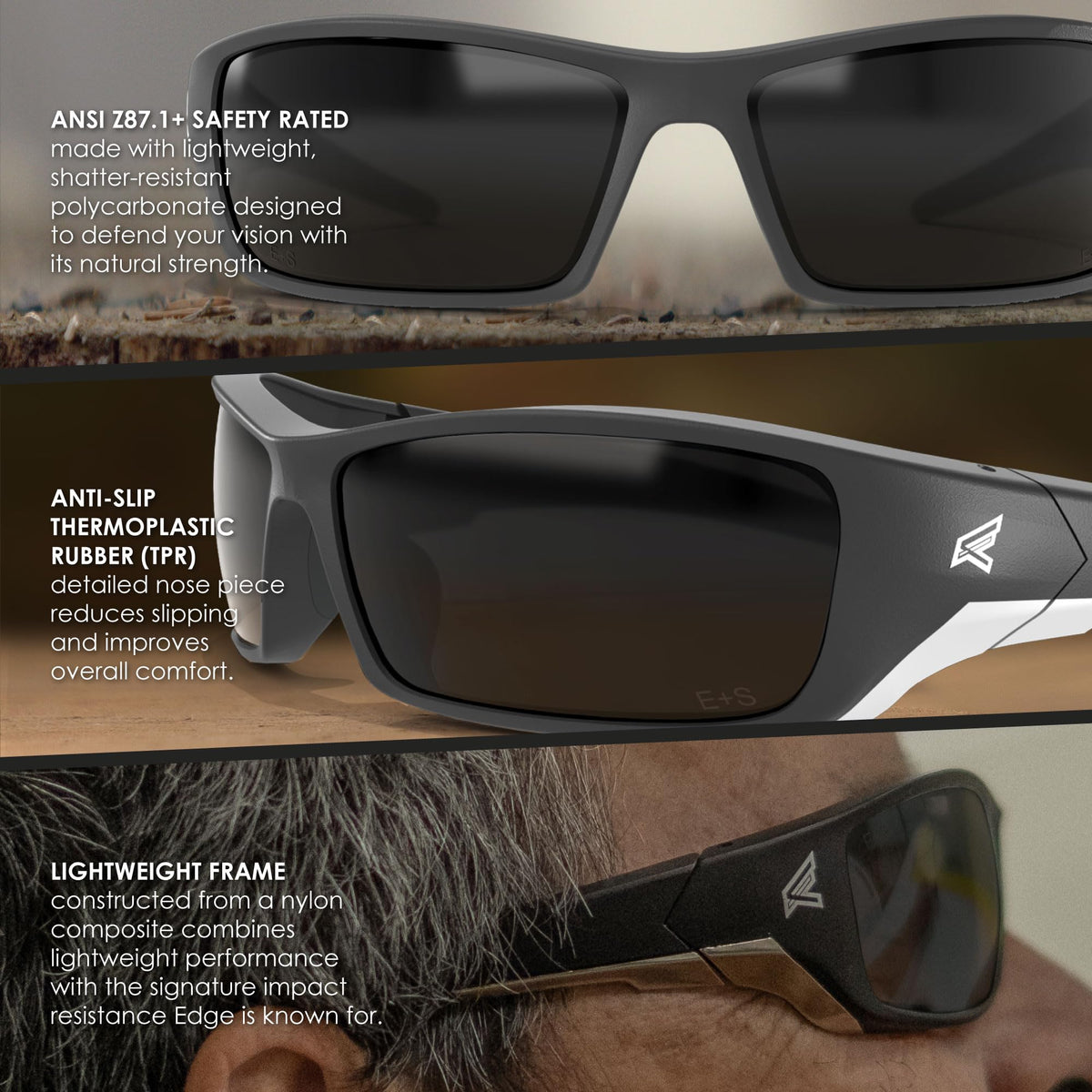 EDGE Reclus soft Megol temple tips provide cushioned comfort during long use