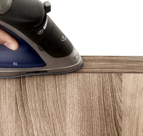Edge Supply Walnut edge banding with pre-glued adhesive ready for iron-on installation