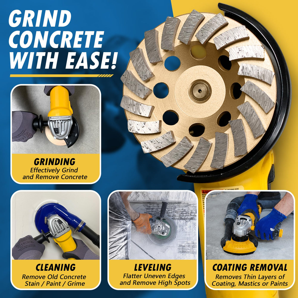 EDiamondTools wheel features 24 turbo segments for efficient masonry surface removal.