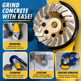 EDiamondTools wheel features 24 turbo segments for efficient masonry surface removal.