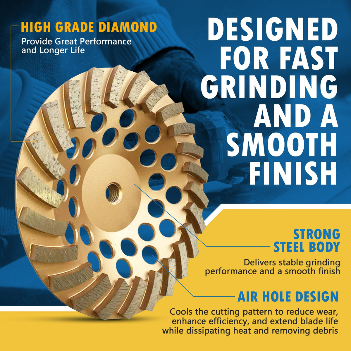 EDiamondTools 30/40 grit wheel delivering balanced material removal and smoother finishes.