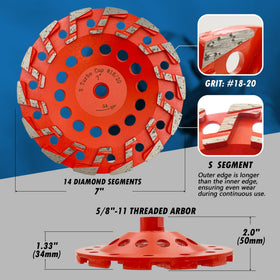 EDiamondTools 7-inch wheel removing mastics on workshop floor