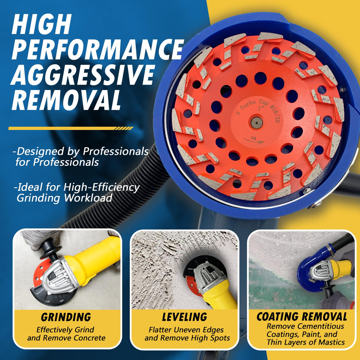 EDiamondTools 7-inch wheel removing paint on concrete with precision