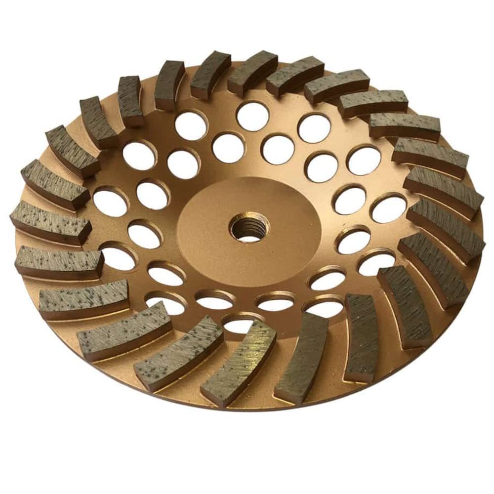 EDiamondTools 7-inch diamond grinding wheel with turbo segments for fast concrete grinding.