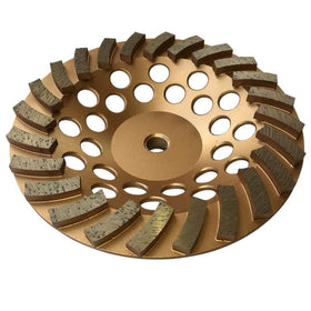EDiamondTools 7-inch diamond grinding wheel with turbo segments for fast concrete grinding.