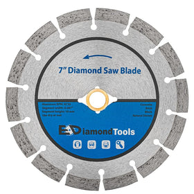 EDiamondTools 7-inch segmented blade cuts concrete with efficient precision.