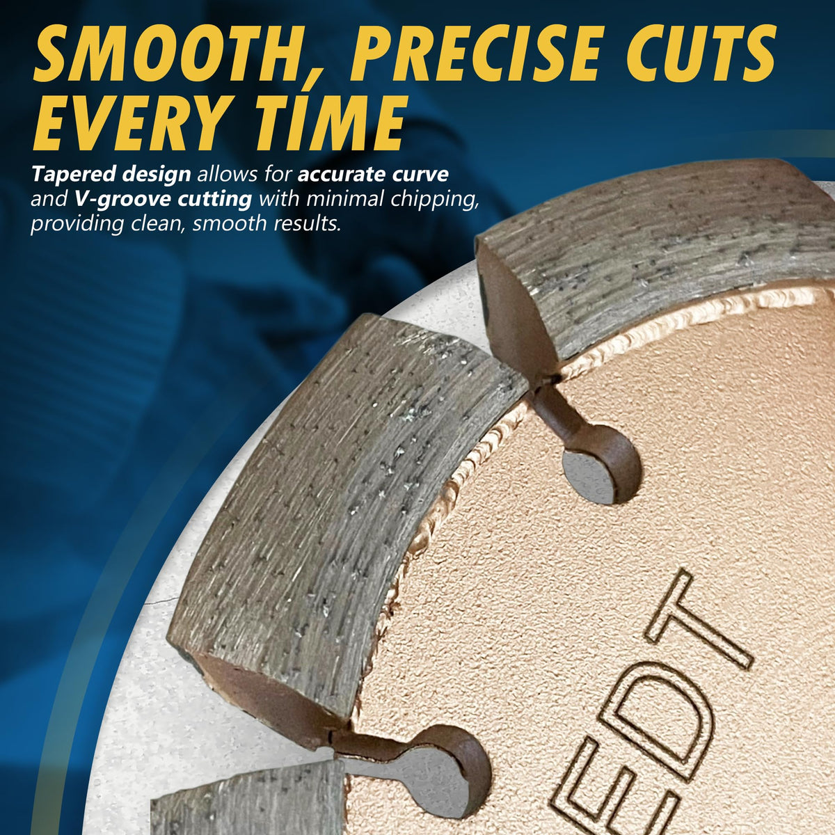 Close-up teeth of EDiamondTools crack chaser blade designed for efficient cutting.
