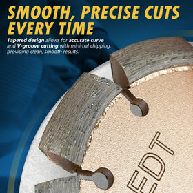 Close-up teeth of EDiamondTools crack chaser blade designed for efficient cutting.
