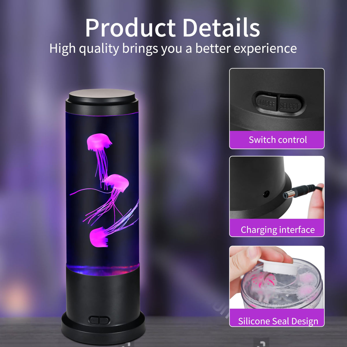 EDIER Jellyfish Lamp includes fixed color option for ambient lighting.