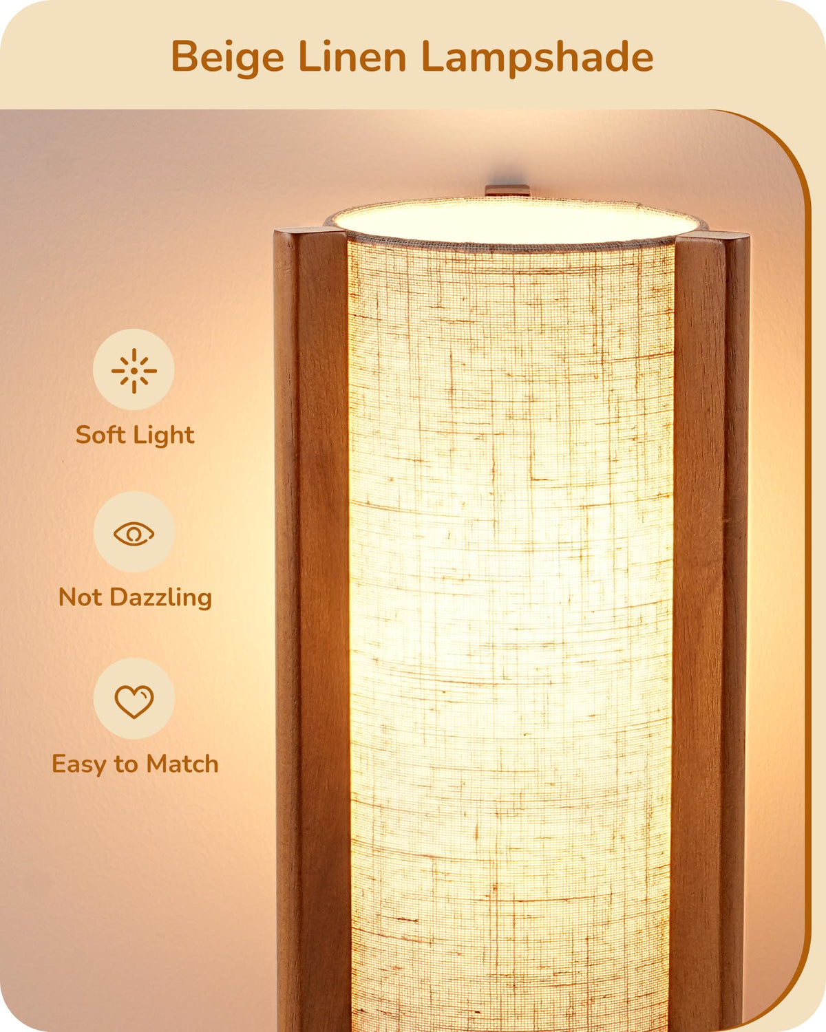 EDISHINE lamp side-angle view shows slim profile for small spaces.