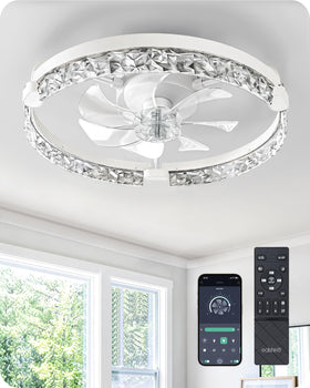 EDISHINE 20in ceiling fan with lights and remote for versatile room cooling.