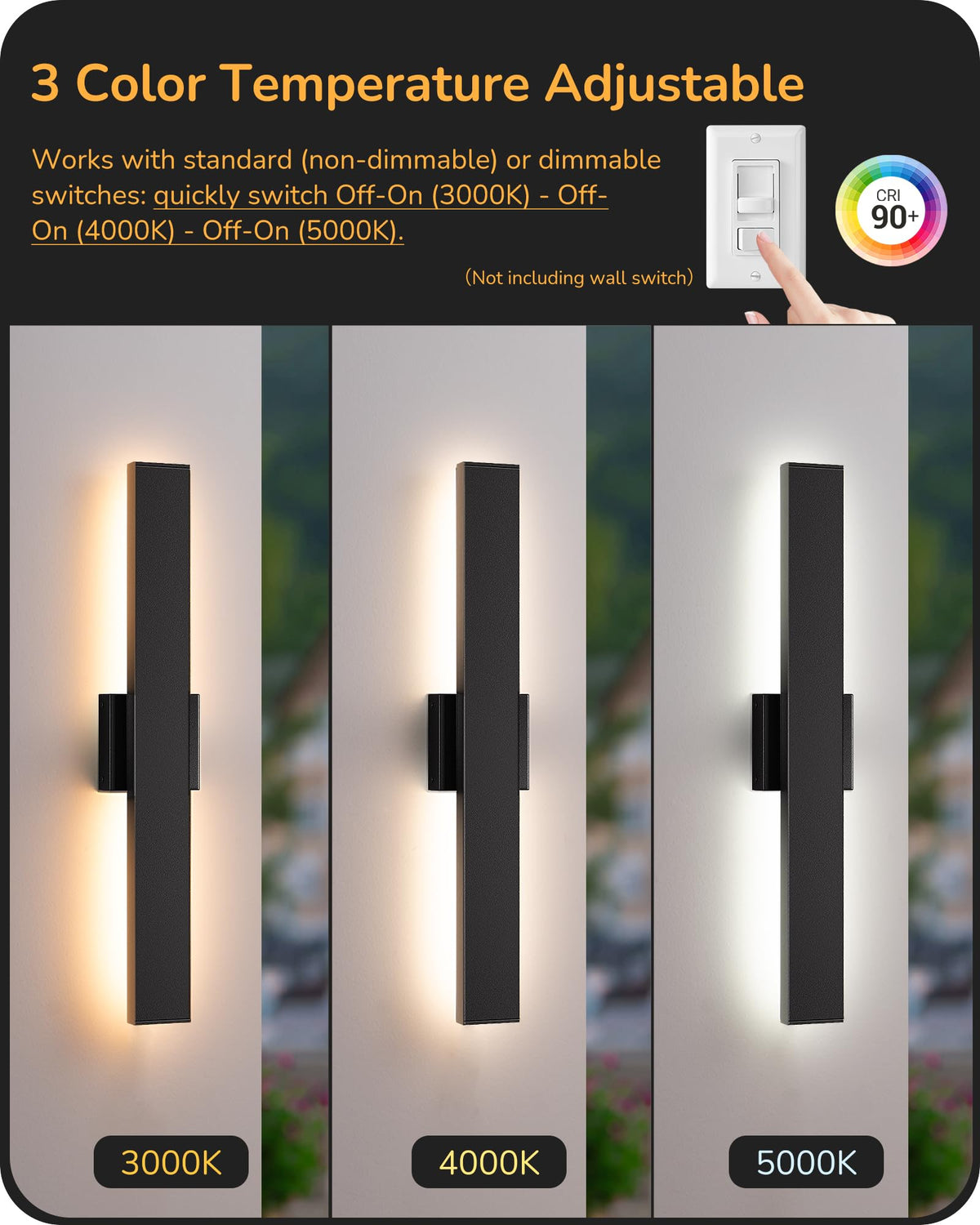EDISHINE 23.6-inch outdoor wall light dimmable brightness for mood control