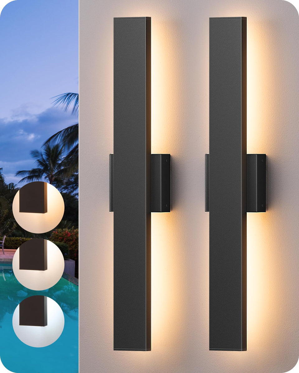 EDISHINE 23.6-inch outdoor wall light front view for modern porch lighting