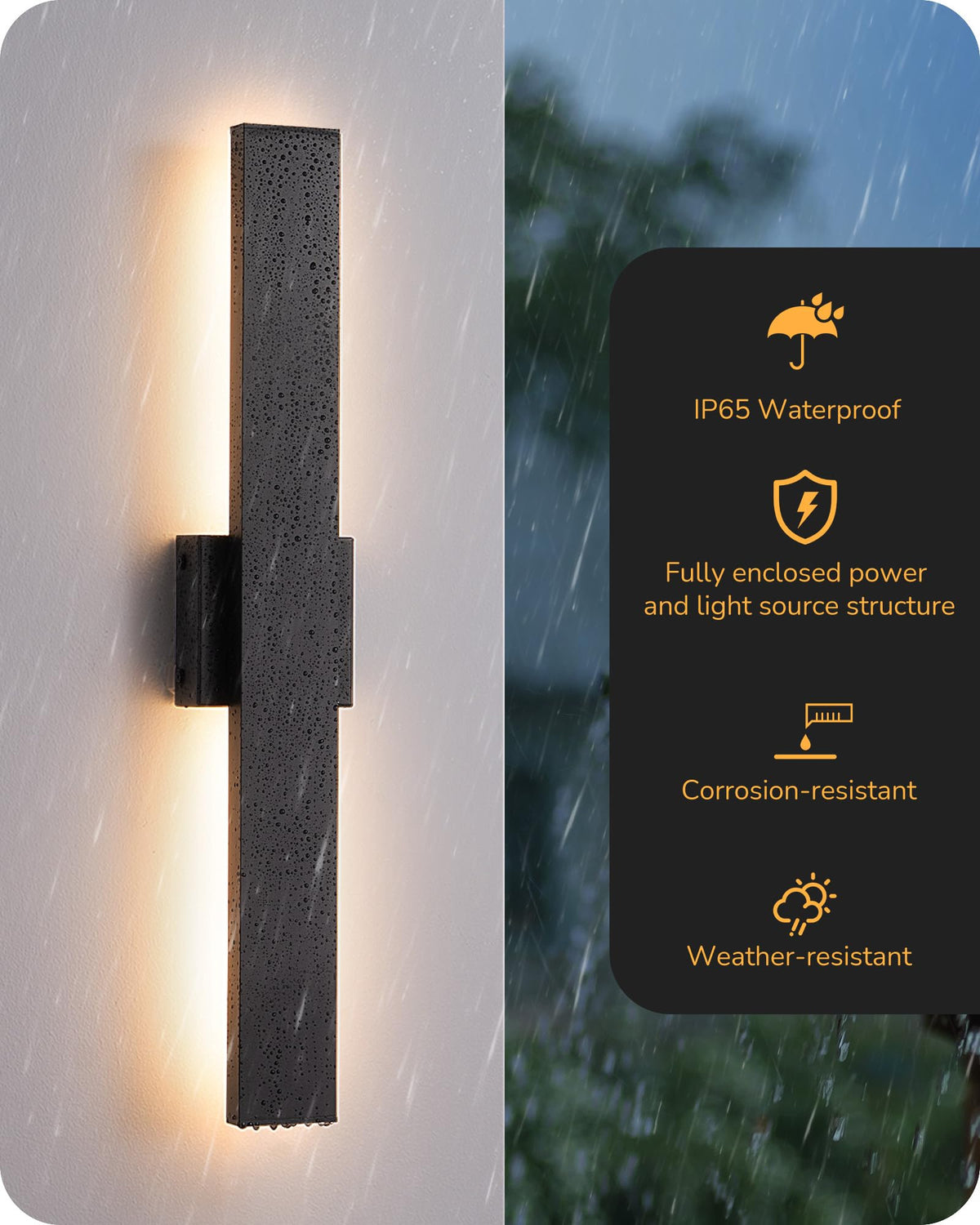 EDISHINE 23.6-inch outdoor wall light IP65 waterproof for rain and dust