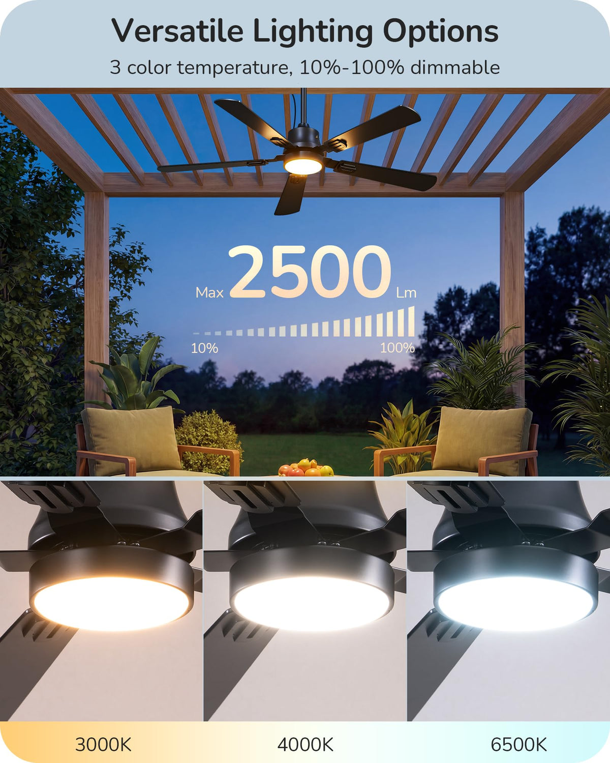 EDISHINE remote and app control simplifies adjusting speed and brightness from anywhere