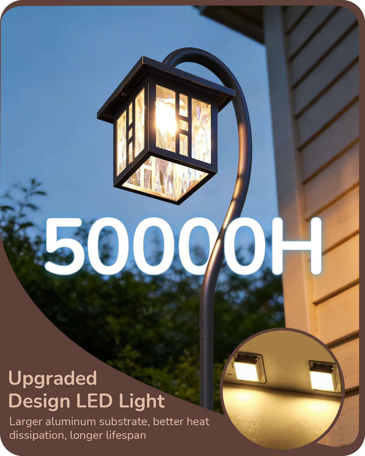 EDISHINE 3W, 185LM, 3000K warm glow brightens paths with natural colors.