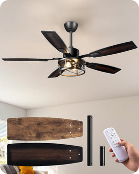 EDISHINE 52-inch ceiling fan with remote for living room with dimmable lighting