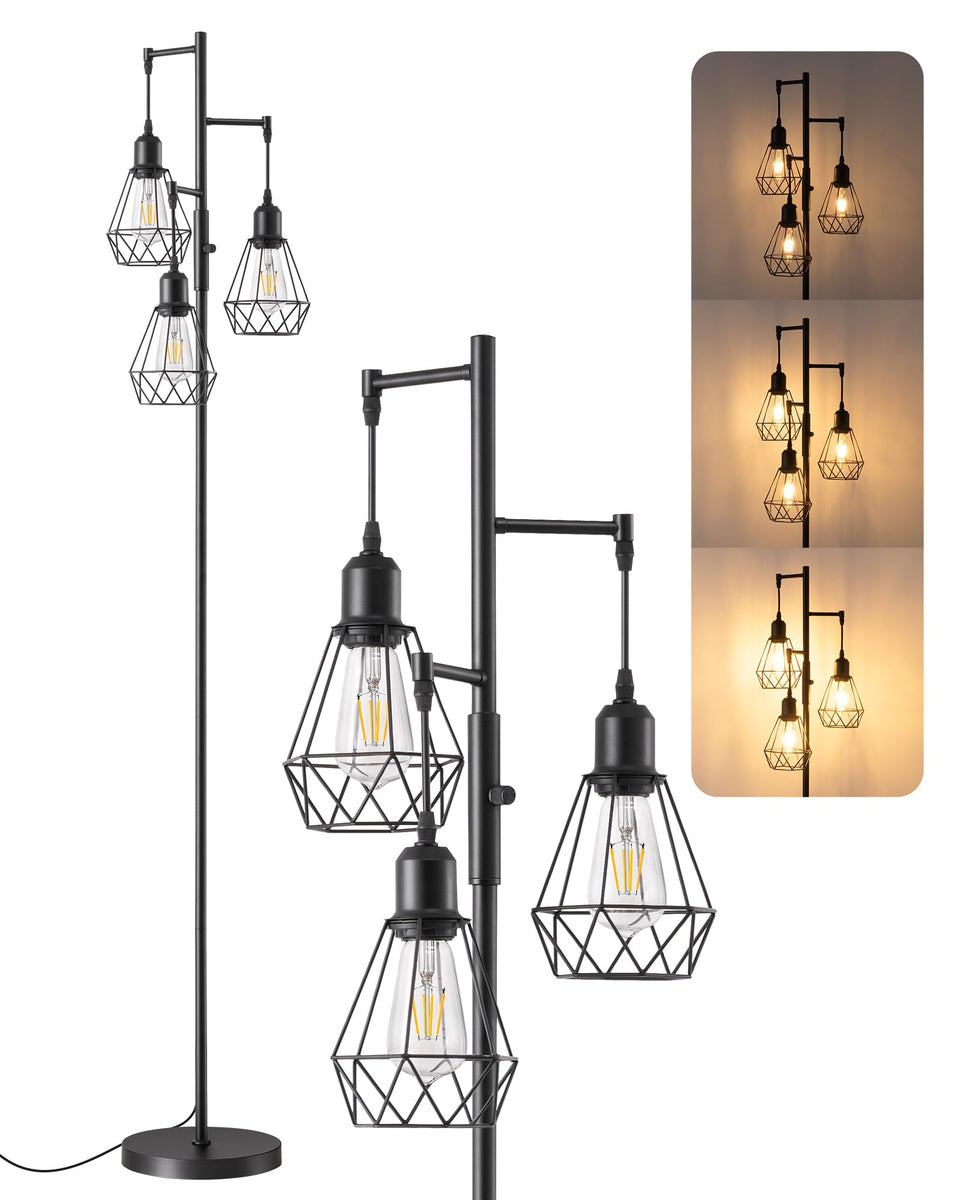 EDISHINE 70in farmhouse floor lamp with diamond shade for cozy living room lighting.